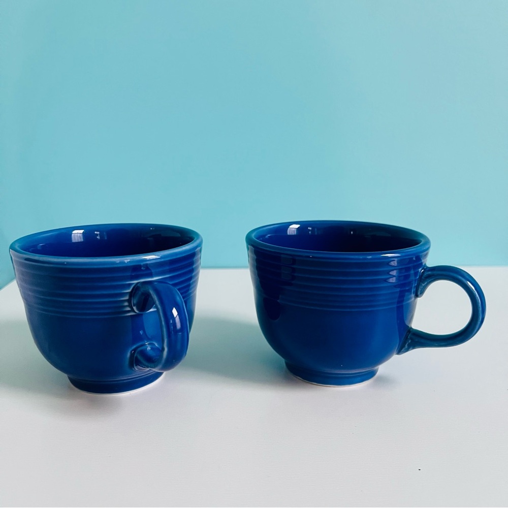 FIESTAWARE Cups VINTAGE pair  blue COBALT